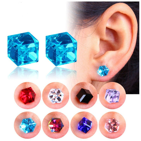 Pendientes de cristal con imán sin perforaciones para mujeres y hombres