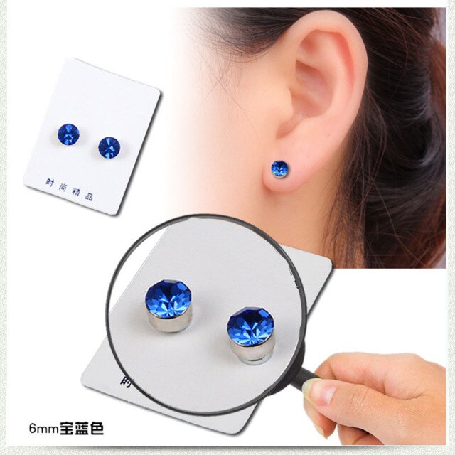 Non Pierced Magnet Crystal Ear Studs for Women Men