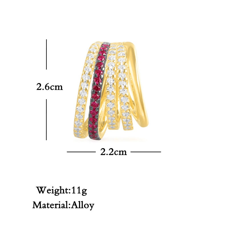 Stackable C Shaped Rhinestone Small Earcuffs Clip Earrings