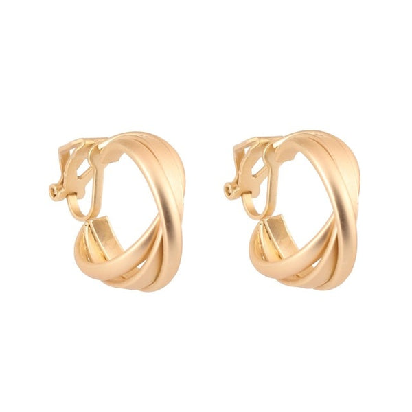 Pendientes de aro con clip geométrico de cobre estilo coreano