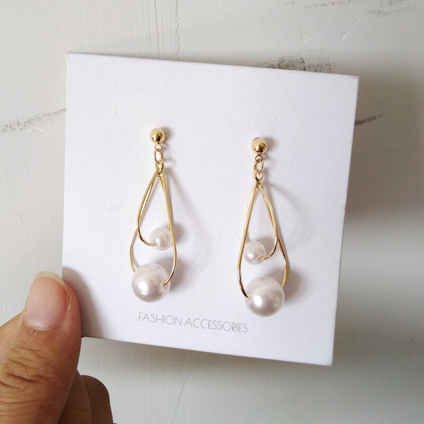 Pendientes de clip con perlas simuladas de estilo coreano con temperamento, pendientes sencillos para niñas.