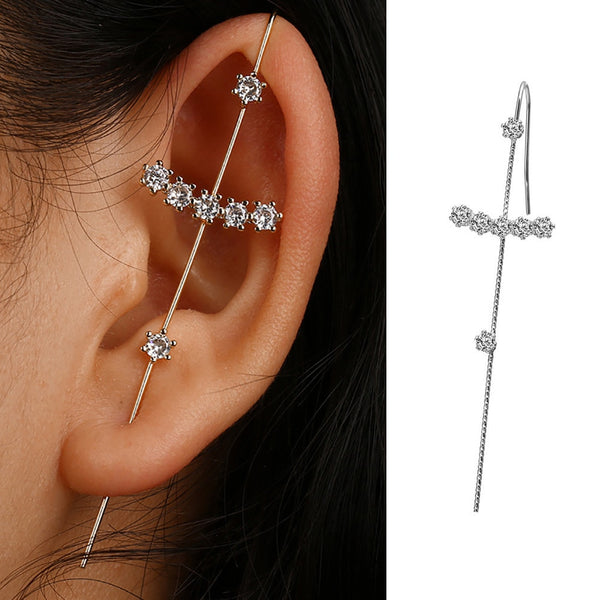 Pendientes largos de lujo con forma de gancho y cristales geométricos para mujer