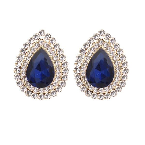 Pendientes clásicos de moda con forma de gota de agua y diamantes de imitación