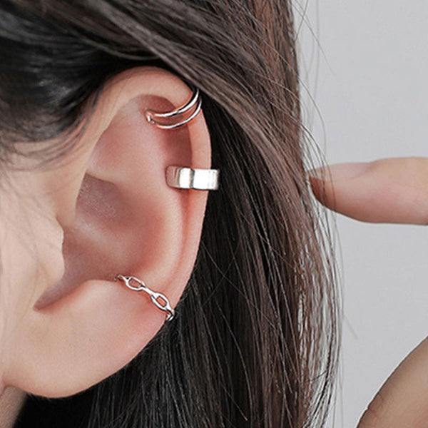Pendientes de clip de cadena de color dorado sencillos de moda para mujer