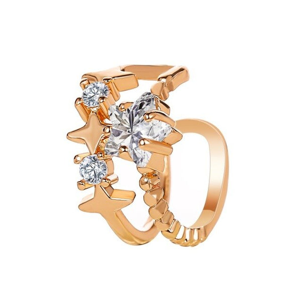 Pendiente de clip para oreja estilo punk dorado para mujer