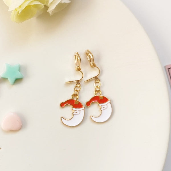 Pendientes navideños sencillos y bonitos con clip, sin perforaciones.