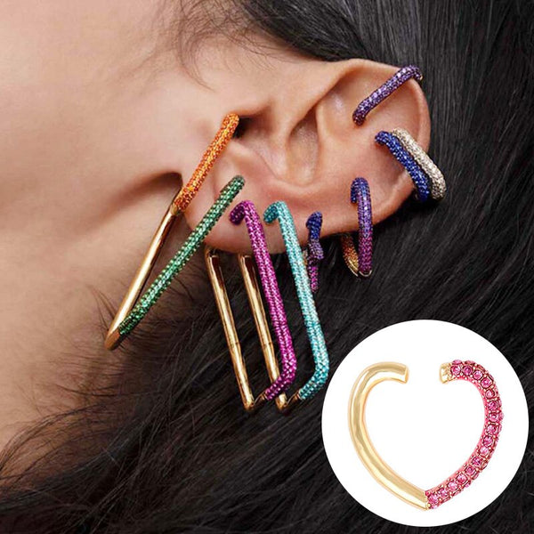 Pendientes de moda con forma de corazón de arcoíris para mujer