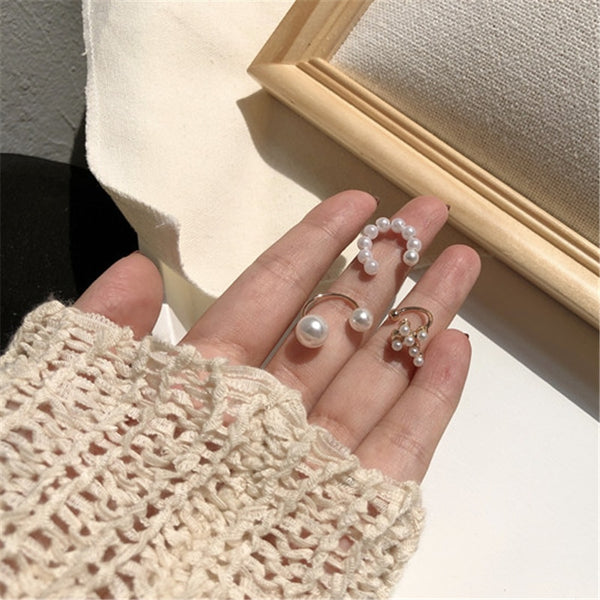 3 piezas de aretes de perla con clip cruzado para oreja, piercing falso para oreja