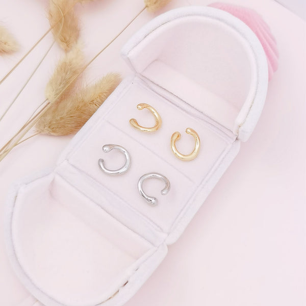 Pendientes de clip minimalistas de geometría redonda de cartílago con forma especial, sin perforaciones.