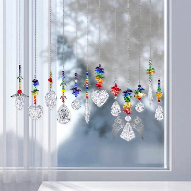 12pcs Garden Suncatchers,Window Hanging Crystal Chandeliers Prisms