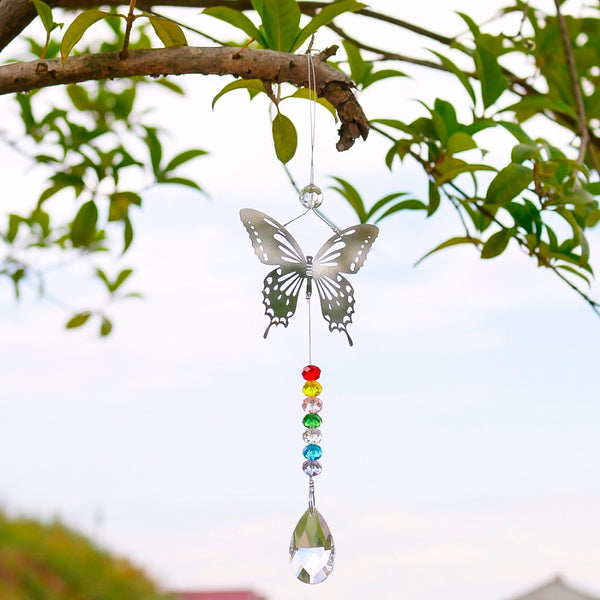 Chakra Crystal Prisms Suncatchers Pendant  Butterfly Ornament
