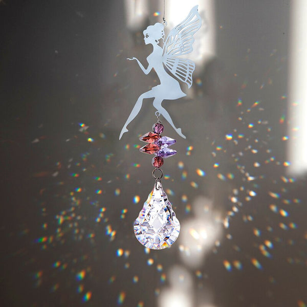 Fantasy Angel Crystal Suncatcher  Window Hanging Ornament Rainbow Pendant