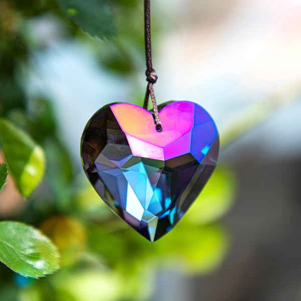 Champagne Glass Heart Crystal Ball Suncatcher Rainbow Prism