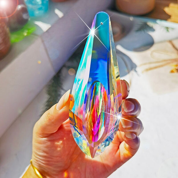 120mm Large Crystal Suncatcher AB Coating   Crystal Prisms Drop Pendant