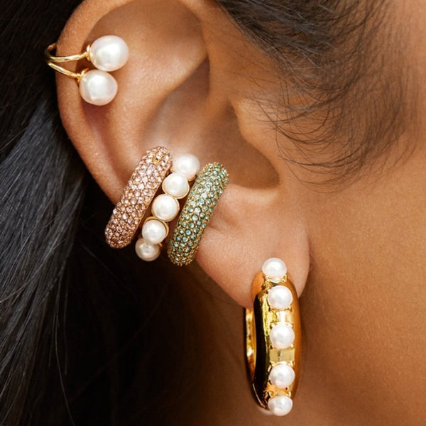 Bohemia Stackable C Shaped CZ Rhinestone Earcuffs Clip Earrings