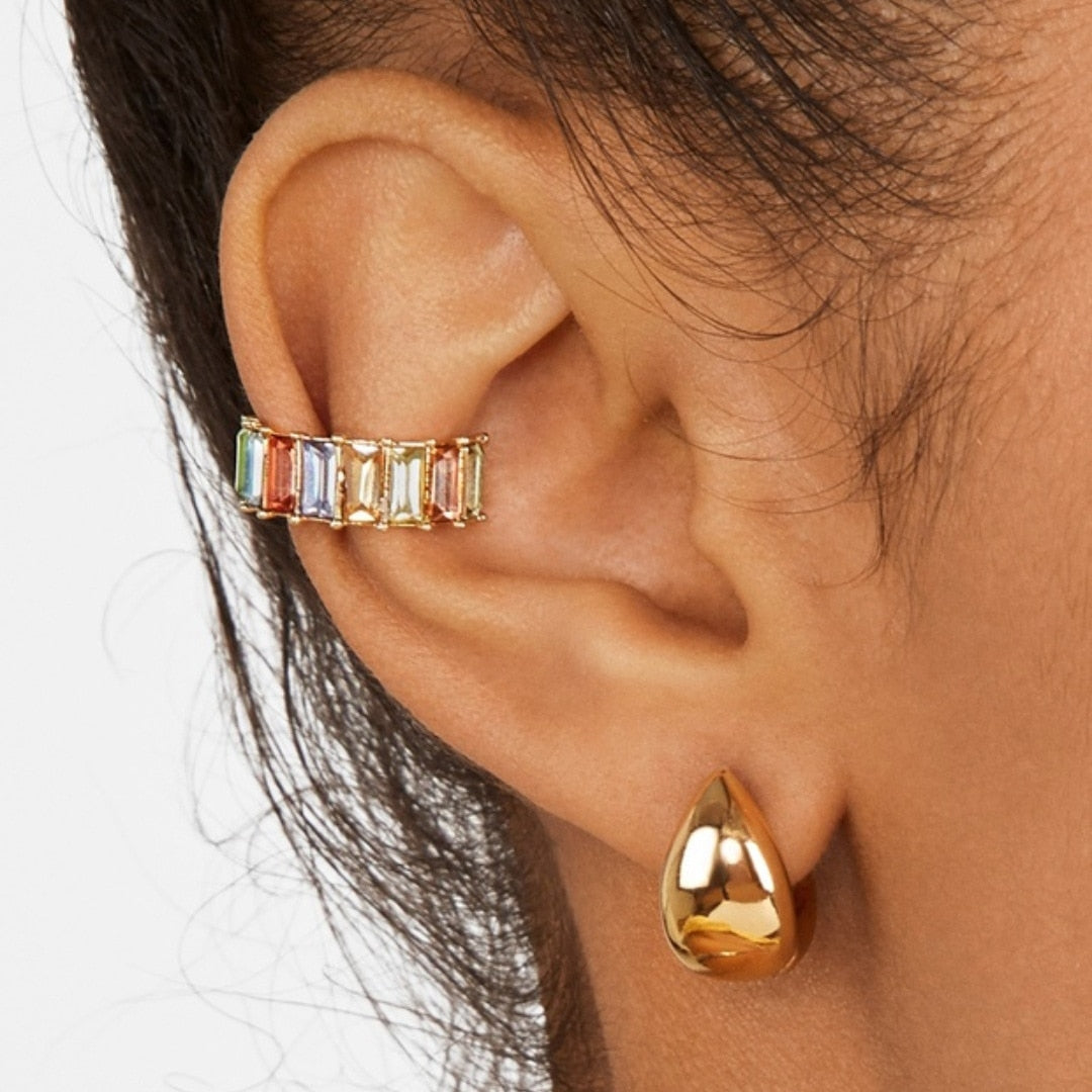 Bohemia Stackable C Shaped CZ Rhinestone Earcuffs Clip Earrings