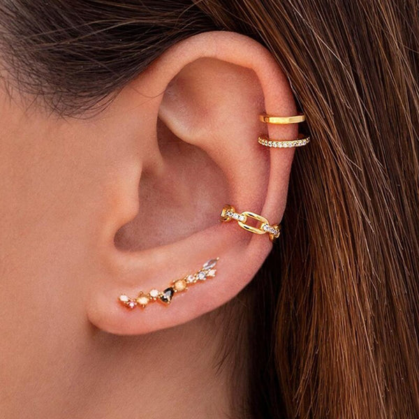 925 Sterling Silver Charming Sparkle Crystal Ear Cuffs