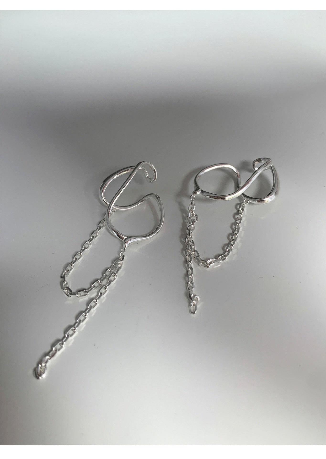 Silver Plated  Long Tassel Chain Earrings For Women