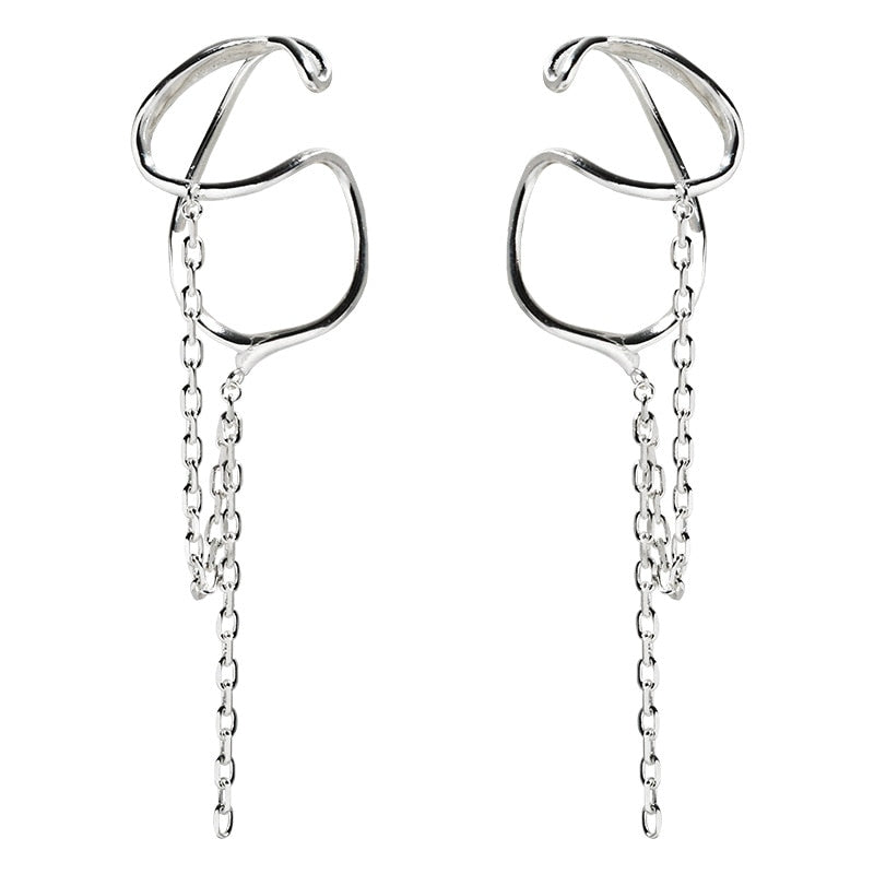 Silver Plated  Long Tassel Chain Earrings For Women