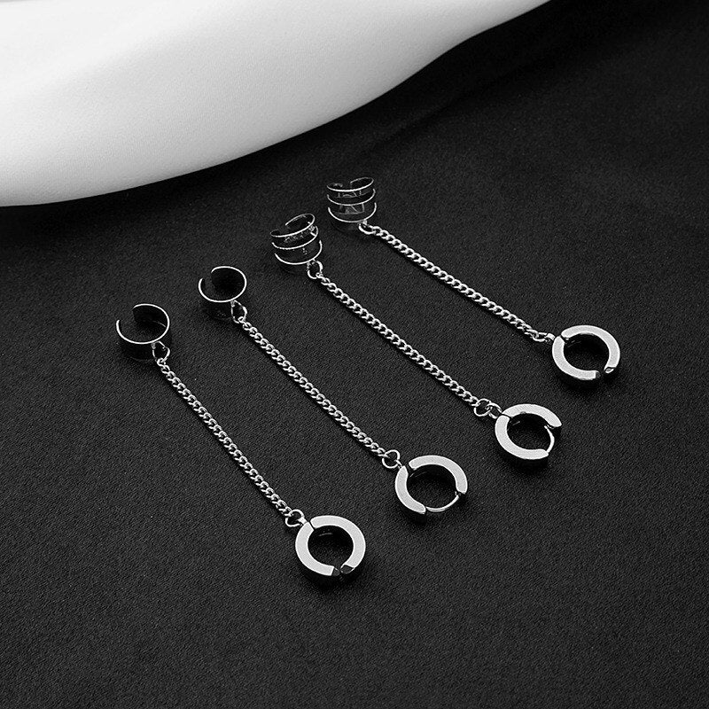 Hip Hop Punk Stainless Chain Earclip Earrings