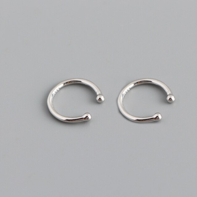 925 Sterling Silver Minimalist Fashion Ear Cuff Clip on Earrings