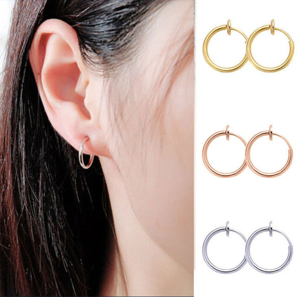 5Pcs 11/13/15mm Women Men Circle Ear Clips