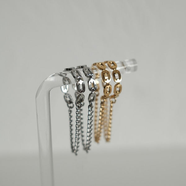 Pendientes de borlas con cadena hueca en capas de acero inoxidable