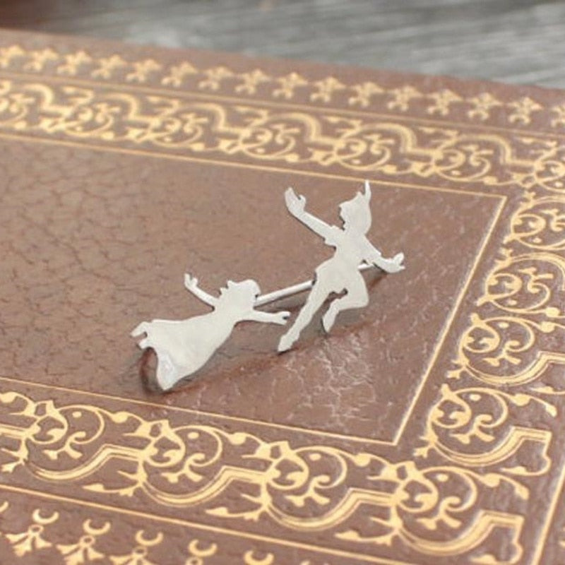 Fashion Fairy Tale Gold Silver Color Peter Pan Dangle Earrings