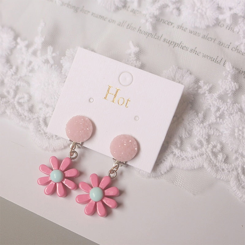 Korean Cute Flowers Stars Heart Clip on Earrings for Kids Girls Earrings