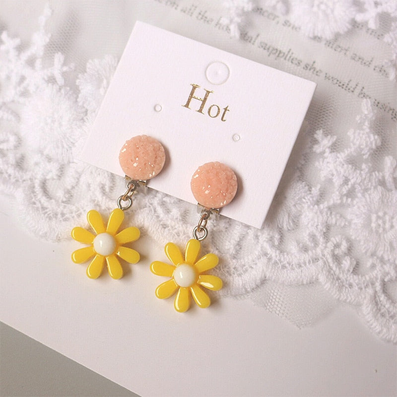 Korean Cute Flowers Stars Heart Clip on Earrings for Kids Girls Earrings