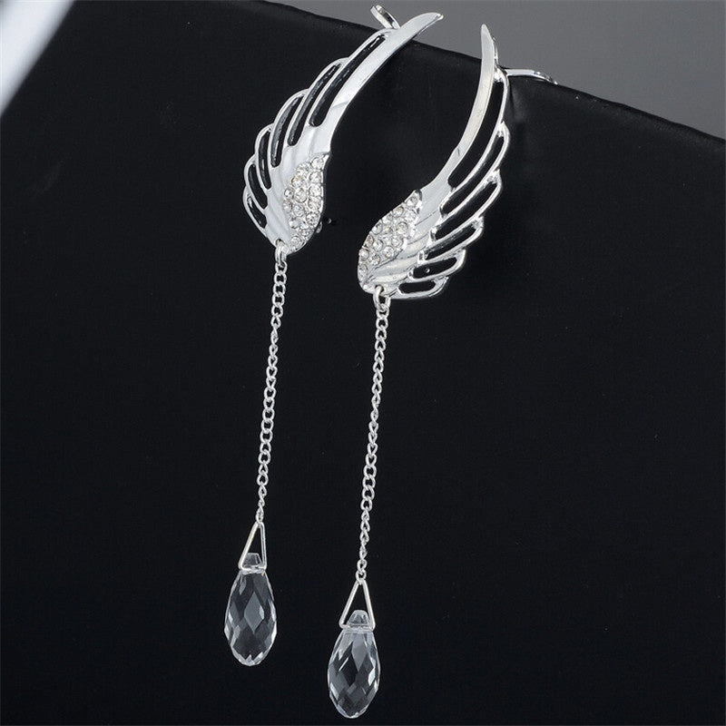 Angel Wing Stylist Crystal Earrings Drop Dangle Ear Stud