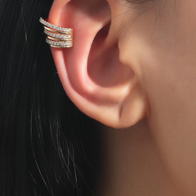 Crystal Earrings Multi-layer Cross Ear Clip Earrings