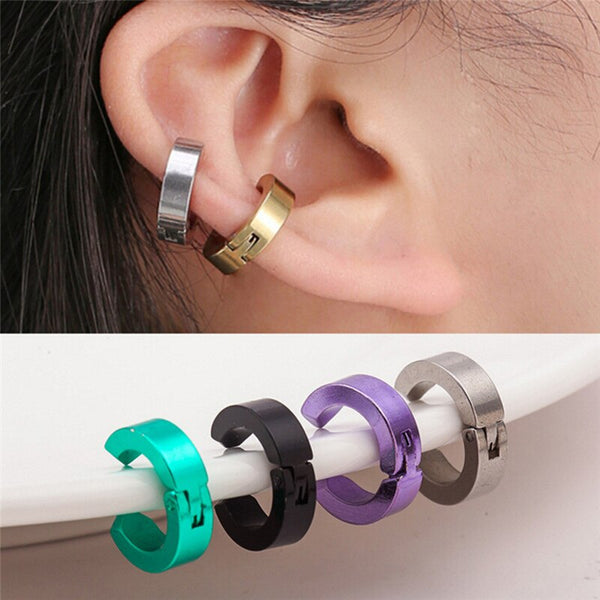 1 par de pendientes falsos con clip para hombre y mujer, sin perforaciones.