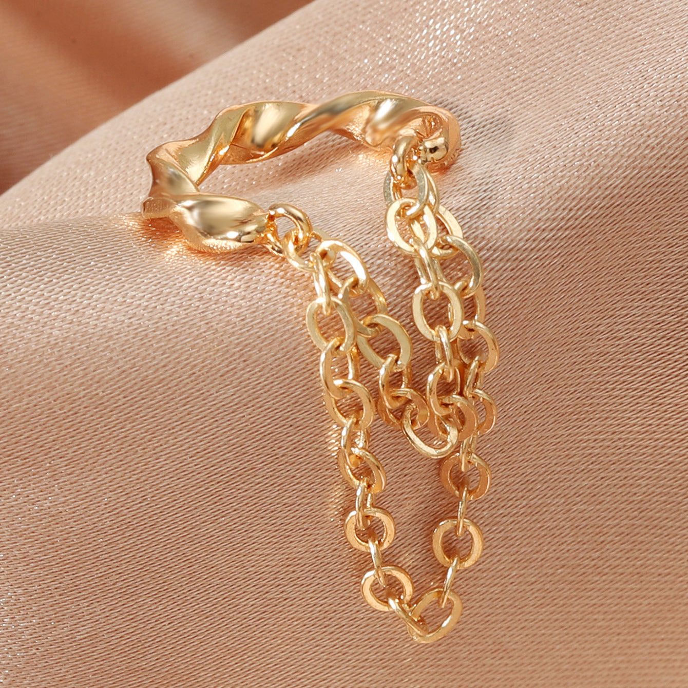 Round Tassel Chain Clip Earrings for Women