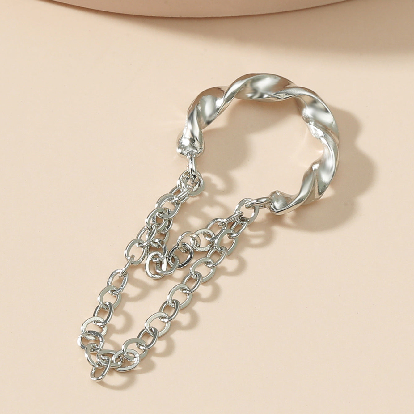 Round Tassel Chain Clip Earrings for Women