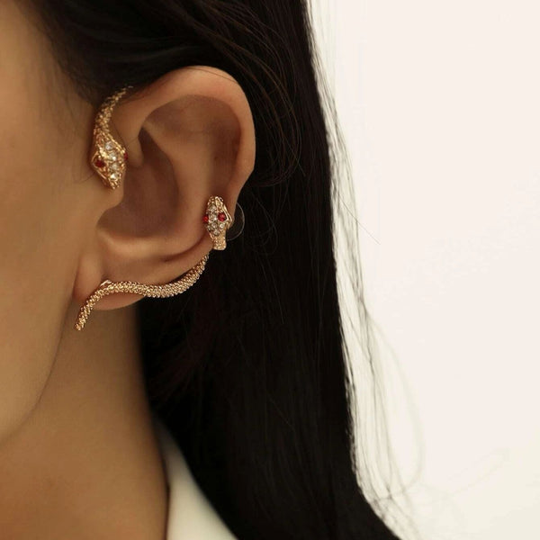 Nuevos pendientes góticos de serpiente con diamantes de imitación y animales de viento para mujer
