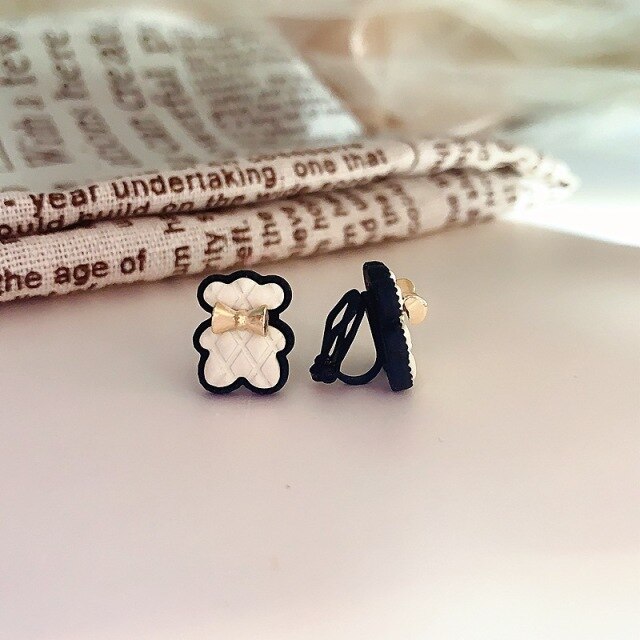 Bear Earrings Plaid Gift Bear Stud Earrings