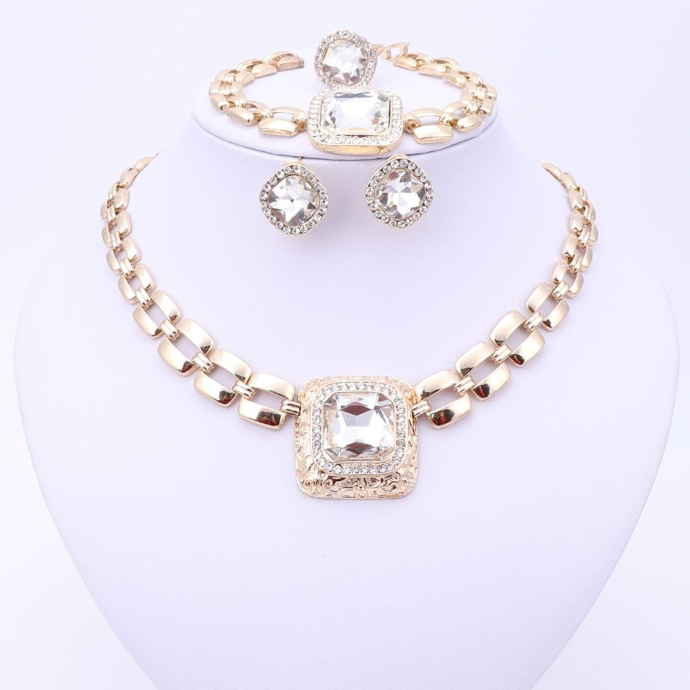 Crystal Wedding Bridal  Necklace Earrings Bracelet Ring Sets