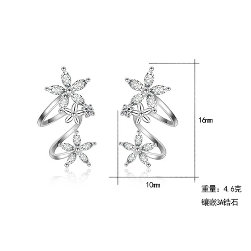 Silver Plated  CZ Zircon Butterfly Star Flower Stud Earring