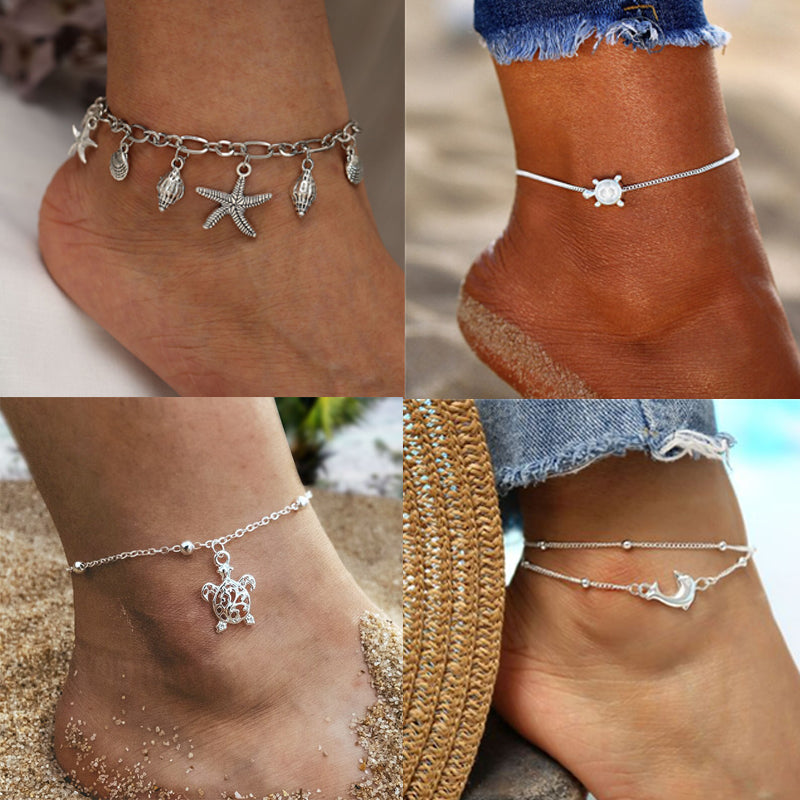 Turtle anklet Silver Color Conch Shell Anklets For Woman