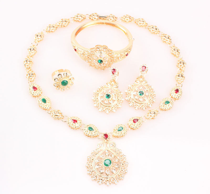 High Quality Gold Color Crystal Rhinstones Bridal Costume Jewelry Sets