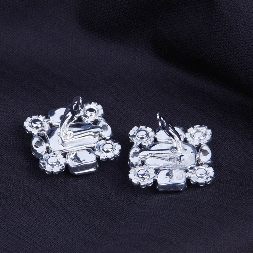 Fashion Luxury Cheap Jewelry Gifts Square Rhinestone Clip Earrings