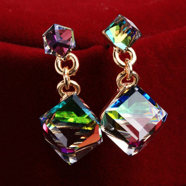 1 par de pendientes de cristal coloridos para mujer