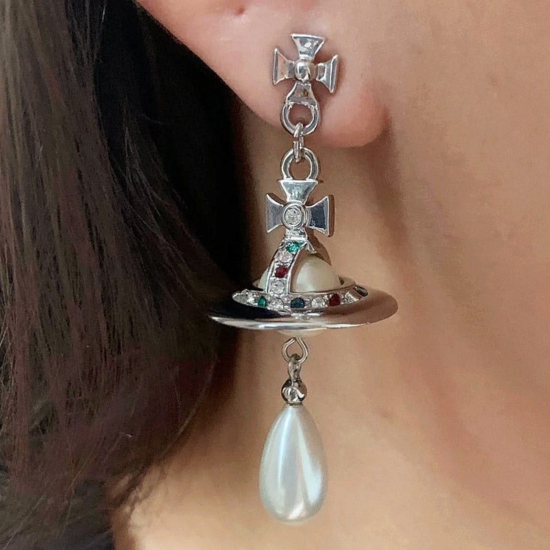 Crystal Planet Stud Earrings Zircon Star Earring