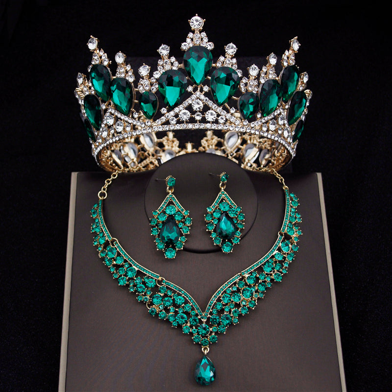 Fashion Tiara Crown Earring Necklace Wedding Jewelry  Set