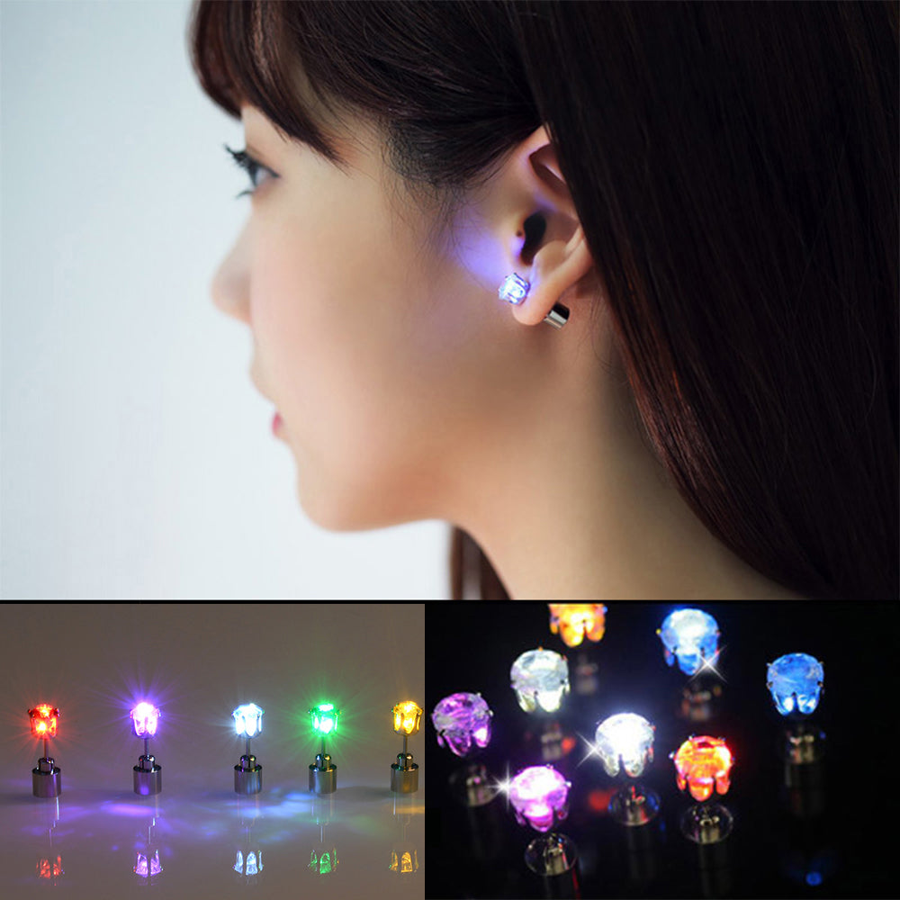 1/2Pcs Light Up LED Bling Ear Stud Earrings