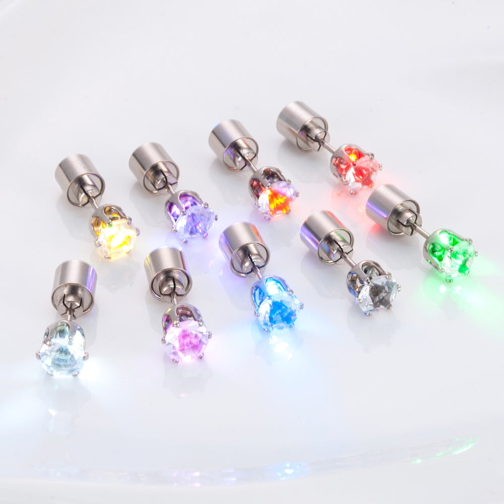 1/2Pcs Light Up LED Bling Ear Stud Earrings