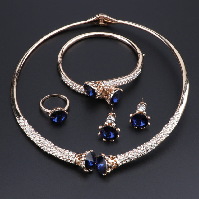 Dubai Nigeria Crystal Necklace Earrings Set