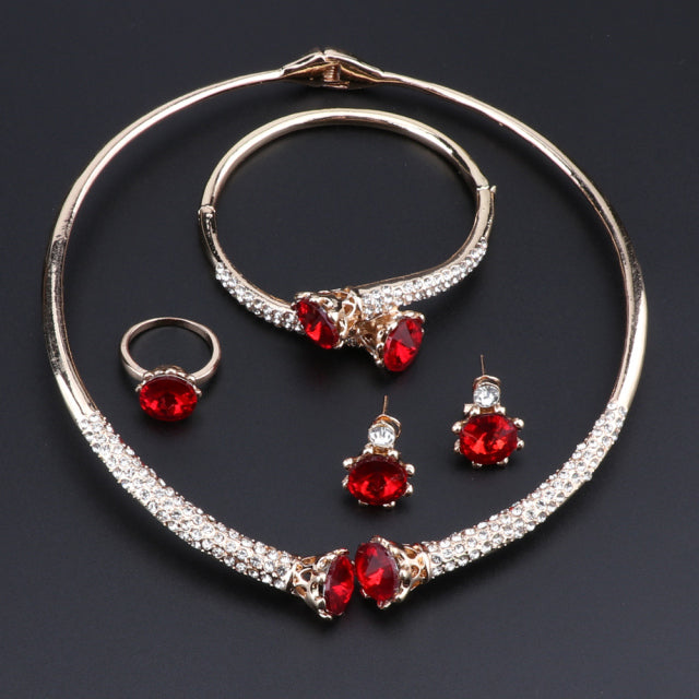 Dubai Nigeria Crystal Necklace Earrings Set
