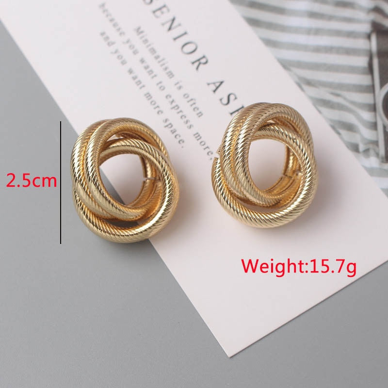 Hollow Geometric Statement Gold Color Earrings